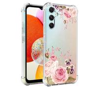 Jhxtech Coque de téléphone pour Galaxy A14, Samsung A14 5G SM-A146B pour filles et femmes, fine et résistante aux chocs, motif floral transparent, souple et flexible, coque de protection en TPU pour