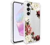Jhxtech Coque de téléphone pour Galaxy A35 5G, Samsung A35 SM-A356B Filles Femmes, Fine, résistante aux Chocs, Motif Floral Transparent, Souple et Flexible, Coque de Protection en TPU pour Samsung GA