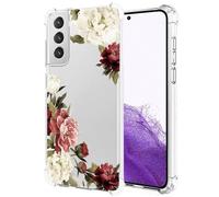 Jhxtech Coque de téléphone pour Galaxy S22 Plus, coque Samsung S22+ 5G, SM-S906B pour filles et femmes, fine et résistante aux chocs, motif floral transparent, souple et flexible en TPU pour Samsung