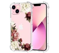 Jhxtech Coque de téléphone pour iPhone 13, Apple 13 6,1" Filles et Femmes, Fine, résistante aux Chocs, Motif Floral Transparent, Coque de Protection en TPU Souple et Flexible pour iPhone 13, Fleur de