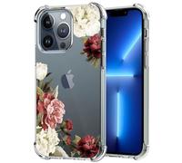 Jhxtech Coque de téléphone pour iPhone 13 Pro Max 6,7" Apple 13 Pro Max Filles Femmes, Fine, résistante aux Chocs, Motif Floral Transparent, Coque de Protection en TPU Souple et Flexible pour iPhone