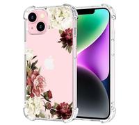 Jhxtech Coque de téléphone pour iPhone 14 6,1", Apple 14 Filles et Femmes, Fine, résistante aux Chocs, Motif Floral Transparent, Coque de Protection en TPU Souple et Flexible pour iPhone 14, Fleur de