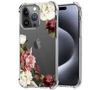 Jhxtech Coque de téléphone pour iPhone 15 Pro Case 6,1", Apple 15 Pro Filles Femmes, Fine, résistante aux Chocs, Motif Floral Transparent, Coque de Protection en TPU Souple et Flexible pour iPhone 15