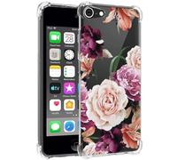Jhxtech Coque de téléphone pour iPod Touch 6 / Touch 5 / Touch 7 pour filles et femmes, fine, résistante aux chocs, motif floral transparent, souple et flexible, housse de protection en TPU pour iPod