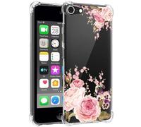 Jhxtech Coque de téléphone pour iPod Touch 6 / Touch 5 / Touch 7 pour filles et femmes, fine, résistante aux chocs, motif floral transparent, souple et flexible, housse de protection en TPU pour iPod