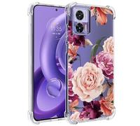Jhxtech Coque de téléphone pour Motorola Edge 30 Neo 5G, Edge 30 Lite XT2245-1 pour Filles et Femmes, Fine, résistante aux Chocs, Motif Floral Transparent, Coque de Protection en TPU Souple et flexib
