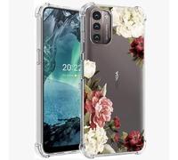 Jhxtech Coque de téléphone pour Nokia G21, Nokia G11 TA-1477 TA-1401 Filles et Femmes, Fine, résistante aux Chocs, Motif Floral Transparent, Souple et Flexible, Coque de Protection en TPU pour Nokia