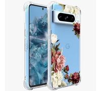Jhxtech Coque de téléphone pour Pixel 8 Pro, Google 8 Pro GC3VE Filles Femmes, Fine, résistante aux Chocs, Motif Floral Transparent, Coque de Protection en TPU Souple et Flexible pour Google Pixel 8