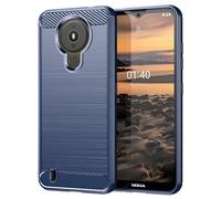 Jhxtech Coque pour Nokia 1.4, TA-1322, Ultra Mince avec Absorption des Chocs en Fibre de Carbone TPU Caoutchouc Coque de Protection pour Nokia 1.4 Bleu Marine