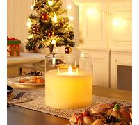 JHY DESIGN 3 mèches par bougie vraie cire transparente petite simulation Swing batterie blanc chaud scintillement lumière pour festival fête maison décoration de noël