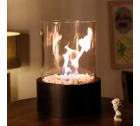 JHY DESIGN Brasero de Table Portable Extra Large - Cheminée à Combustion Propre au bioéthanol sans Ventilation - Foyer de feu Noire 22 x 28 cm pour intérieur et extérieur