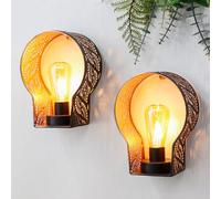 JHY DESIGN Lot de 2 appliques murales décoratives sans fil fonctionnant à piles, 17,8 cm de hauteur et minuterie de 6 heures