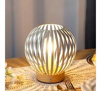 JHY DESIGN Touch Bedside Table Lamp Metal Cage LED Lantern Wireless with Bulb Cordless Accent for Weddings Parties Patio Events for Indoors Outdoors(Cylinder)