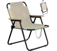 JHYCCDD Chaise Camping, 57 cm Largeur D'assise, Chaise de Peche, Chaise de Plage Pliable et Charge Maximale de 150 kg - Ldéale pour Le Camping, Le Jardin et La Pêche (Blanc cassé)
