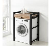 JHYCCDD Étagère pour machine à laver, étagère sur machine à laver, étagère réglable en hauteur, capacité de charge 300 kg, armoire pour machine à laver et sèche-linge (noir avec tiroirs)