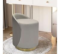 JHYCCDD Tabouret de maquillage pivotant à 360 ° - Tabouret rond avec repose-pieds antidérapants - Tabouret rembourré avec dossier - Pour coiffeuse, chambre à coucher, salon - Gris