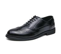 JHYUUKAU Chaussures Brogue Classiques Décontractées À Lacets pour Hommes Business Basses Mariage Banquet,Noir,44 EU