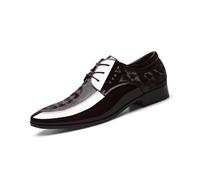 JHYUUKAU Chaussures d'affaires À Lacets Homme Mode Formelles Derby Classique pour Bureau, Mariage, Décontracté & Événements,Marron,46 EU