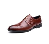 JHYUUKAU Chaussures d'affaires Formelles pour Hommes Élégantes À Lacets pour Smoking Mariage Décontractées Brogues,Yellow Brown,46 EU