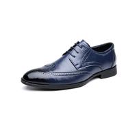 JHYUUKAU Chaussures d'affaires Formelles pour Hommes Élégantes À Lacets pour Smoking Mariage Décontractées Brogues,Bleu,43 EU