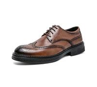 JHYUUKAU Chaussures d'affaires Rehaussantes À Semelles Épaisses pour Hommes, Confortables, Classiques, À Lacets, Style Oxford Brogue,Marron,42 EU