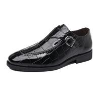 JHYUUKAU Chaussures de Costume Homme Boucle Croco Chic Derby Habillé Mariage