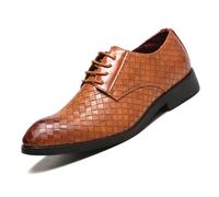 JHYUUKAU Chaussures Derby Homme À Bout Pointu pour Bureau, Mariage Et Tenue Décontractée,Jaune,38 EU