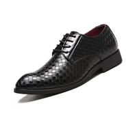 JHYUUKAU Chaussures Derby Homme À Bout Pointu pour Bureau, Mariage Et Tenue Décontractée,Noir,46 EU