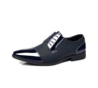 JHYUUKAU Chaussures Derby Homme À Lacets Classique Chaussures De Cérémonie Oxford pour Bureau, Mariage & Affaires,Bleu,47 EU