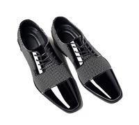 JHYUUKAU Chaussures Derby Homme À Lacets Classique Chaussures De Cérémonie Oxford pour Bureau, Mariage & Affaires,Gris,46 EU