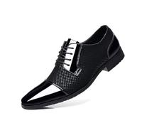 JHYUUKAU Chaussures Derby Homme À Lacets Classique Chaussures De Cérémonie Oxford pour Bureau, Mariage & Affaires,Noir,40 EU