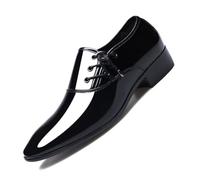 JHYUUKAU Chaussures Formels pour Hommes en Cuir Verni Classiques À Lacets Oxford De Mode De Mariage d'affaires,Noir,41 EU