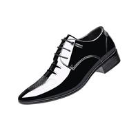 JHYUUKAU Chaussures Formels pour Hommes en Cuir Verni Classiques À Lacets Oxford De Mode De Mariage d'affaires,Noir,43 EU