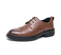 JHYUUKAU Chaussures Homme Brogues Pointe Ronde Semelle Épaisse, Oxford Lacets pour Formel/Casual, Bureau & Soirée,Marron,39 EU