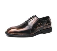 JHYUUKAU Chaussures Oxford Formelles À Lacets pour Hommes pour Affaires, Bureau, Mariage, Banquet Et Tenue Décontractée,Bronze,42 EU