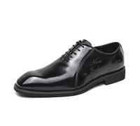 JHYUUKAU Chaussures Oxford Formelles À Lacets pour Hommes pour Affaires, Bureau, Mariage, Banquet Et Tenue Décontractée,Noir,42 EU