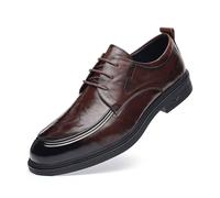 JHYUUKAU Chaussures Oxford Formelles d'affaires pour Hommes Lacets Classiques en Cuir Tête Ronde, Semelle Épaisse,Marron,39 EU