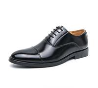 JHYUUKAU Chaussures Oxford Homme À Lacets Classiques pour Bureau, Mariage Et Événements Professionnels,Noir,46 EU