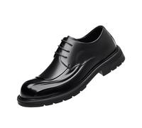 JHYUUKAU Chaussures Oxford Homme en Cuir À Lacets, Chaussures De Cérémonie Semelle Épaisse Antidérapante pour Mariage Et Affaires,Noir,40 EU