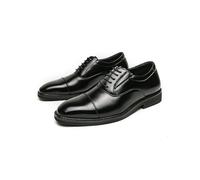 JHYUUKAU Chaussures Oxford pour Hommes Semelle Épaisse Chaussures De Cérémonie Business Décontracté pour Mariage, Bureau Et Soirée,Noir,42 EU