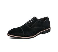 JHYUUKAU Chaussures Richelieu Homme Oxford Classique Décontracté pour Bureau, Mariage & Événements,Noir,40 EU