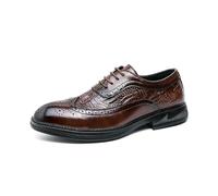 JHYUUKAU Chaussures Richelieu Homme Semelle Épaisse, Oxford Classique Décontracté pour Bureau, Mariage & Événements,Marron,45 EU
