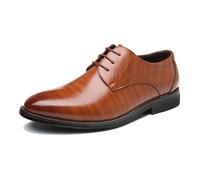 JHYUUKAU Derby Homme À Bout Pointu Et Lacets, Chaussures Habillées Confortables Et Tendance, Style Décontracté De Bureau pour Tenue Quotidienne Et Événements Formels,Jaune,44 EU