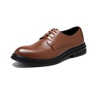 JHYUUKAU Derby Homme Chaussures Formelles À Lacets pour Bureau, Mariage Et Banquet,Marron,39 EU