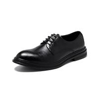 JHYUUKAU Derby Homme Chaussures Formelles À Lacets pour Bureau, Mariage Et Banquet,Noir,45 EU
