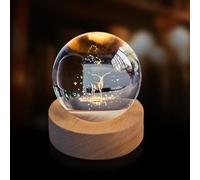 JHzood Boule de Cristal 3D Gravure Laser Interne, Veilleuse Astrale Planétaire & Animaux, Décoration de Table LED pour Cadeau d'Anniversaire,Décoration maison,Veilleuse astrale,80cm (Deer)