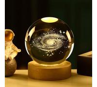 JHzood Boule de Cristal 3D Gravure Laser Interne, Veilleuse Astrale Planétaire & Animaux, Décoration de Table LED pour Cadeau d'Anniversaire,Décoration maison,Veilleuse astrale,80cm (Milky Way)