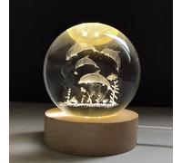 JHzood Boule de Cristal 3D Gravure Laser Interne, Veilleuse Astrale Planétaire & Animaux, Décoration de Table LED pour Cadeau d'Anniversaire,Décoration maison,Veilleuse astrale,80cm (Fish)