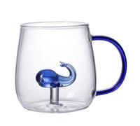 JHzood Mug Verre 3D Mignon,Mug en Verre Borosilicate 3D,Résistant à la Chaleur, Base Stable Anti-Renversement,Plusieurs Designs,Pour Café & Thé,Plusieurs Designs (Blue Whale)