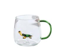 JHzood Mug Verre 3D Mignon,Mug en Verre Borosilicate 3D,Résistant à la Chaleur, Base Stable Anti-Renversement,Plusieurs Designs,Pour Café & Thé,Plusieurs Designs (Turtle)